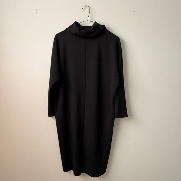Halston Cowl Neck 3/4 Length Sleeve Dress - Black - Picture 4 of 4